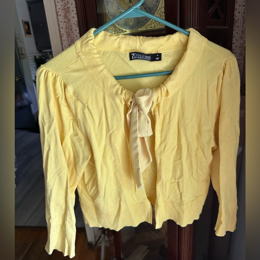 Ny and company Yellow Tie-Neck Cardigan - Women's Top
